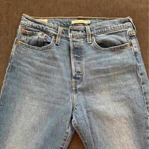 Levi's Blue Wedgie Straight Leg Jeans with Vintage-Inspired Wash